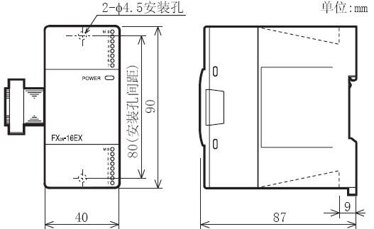 FX2N-16EX-ES/UL外形尺寸
